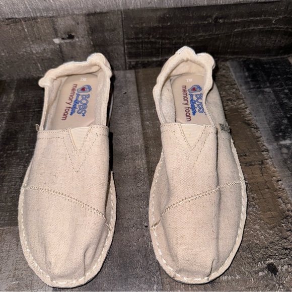 Bobs From Sketchers Loafers Cream 7 NEW Memory Foam Canvas Scrunch Back - Picture 4 of 8